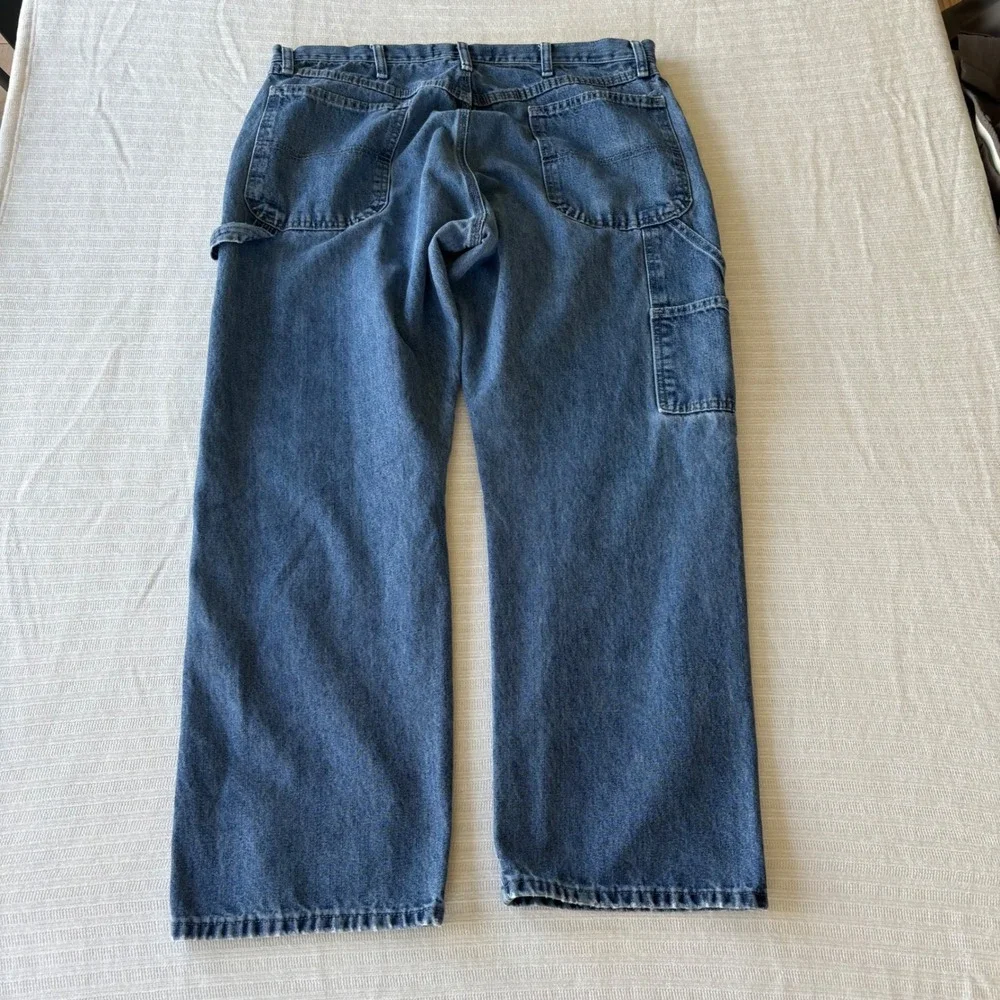 Wrangler Authentics Mens Carpenter Jeans Blue Denim Relaxed Fit 37x29 Utility
